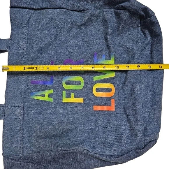 NWT Mavi Rainbow Denim Tote Dump Bag Carryall All For Love 100% Cotton - Picture 6 of 9